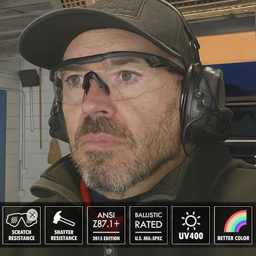 HTS HUNTERSKY Ballistic Tactical Shooting Glasses ANSI Z87+ UV400 Protective Eyewear - color: Gray Yellow