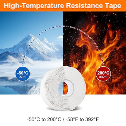 uxcell Self Fusing Silicone Tape, 1" x 10ft Waterproof Water Leak Sealing Tape for Plumbing Pipe Hose Repair Handles, White (0.5mm Thick) - color: White