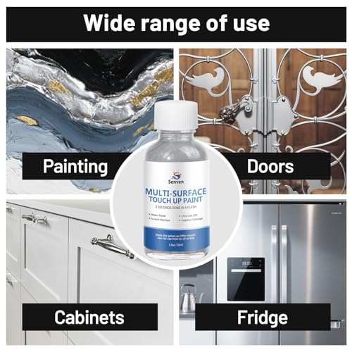 SENVEN Liquid Silver Leaf Paint High Gloss Multi Surface Rich Silver Paint for Metal, Wood, Plastic, Canvas, Appliance, Furniture Scratch Repair & Art Handcrafts 30ml/1.5oz Fast Drying Acrylic Metallic Finish - color: Silver