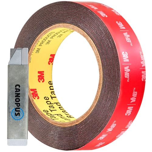 CANOPUS Double Sided Tape, 5952 Heavy Duty Mounting Tape, Strong Bond & Weatherproof Seal Strip for Automotive Mounting, Picture and Photo Frame, Poster, Craft, 1 in x 15 ft, Black, Made in USA - size: 1in X 5yd