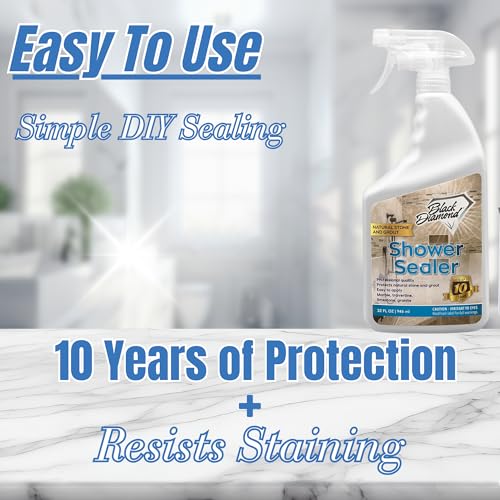 Black Diamond Stoneworks Shower Glass Cleaner Spray & Natural Stone Shower Sealer – 2 Pack Bathroom Bundle for Crystal-Clear Glass and Long-Lasting Stone Protection - style: 32 Fl Oz (2) Shower Sealer & Glass Cleaner