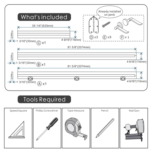 Door Jamb Frame Kit with Weatherstrip, Pine Wood, Primed, Pre-Installed Hinges, Handle Included, 81.65 in x 4.57in x 1.18 in (Right Handed) - color: Sliver Hardware-Right Handed