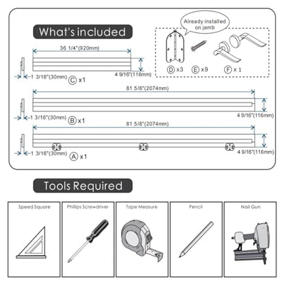 Door Jamb Frame Kit with Weatherstrip, Pine Wood, Primed, Pre-Installed Hinges, Handle Included, 81.65 in x 4.57in x 1.18 in (Right Handed) - color: Sliver Hardware-Right Handed