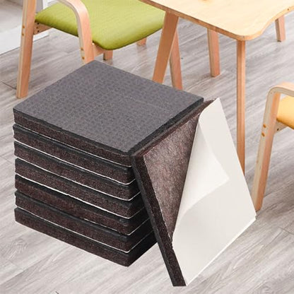 8PCS 3" Non Slip Furniture Pads Self Adhesive Rubber Feet Non Skid Furniture Floor Protectors Square Black