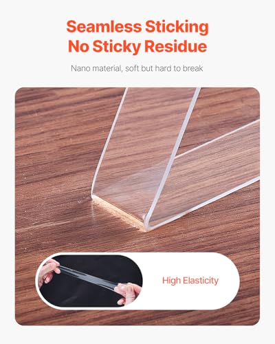 VEVOR Double Sided Tape Heavy Duty, 16 ft Long Nano Mounting Tape, Strong Adhesive & Reusable, Clear Two Sided Wall Tape, Removable Poster Picture Hanging Strips for Home, Office, Car, Outdoor Use - style: 1 Pack