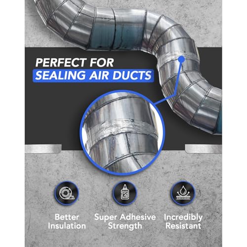 TapePlus Aluminum Foil Tape - Heat Resistant Duct Seal for HVAC Applications - Waterproof Insulation Tape - Aluminum Adhesive Sheet for Dryer Duct Repairs - 4 Pack, 2 in x 210 ft, Silver - size: 4 Pack