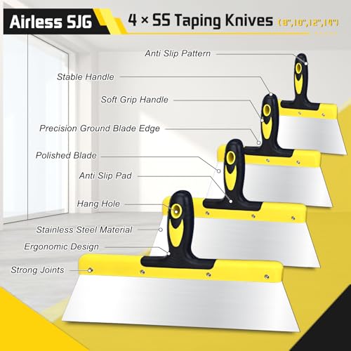 14PCS Drywall Knife Set, Hand Tool Kit Include Stainless Steel Putty Knives, Taping Knives, Painter Scraper, 14" Drywall Mud Pan,Oxford Carry Bag & Sanding Block,Spackle Tools for Home