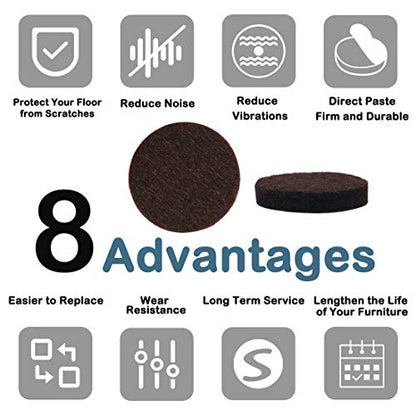 uxcell 70pcs Furniture Pads Round 1" Self-stick Non-slip Anti-scratch Felt Pads Floors Protector Dark Brown - size: 25 x 5mm