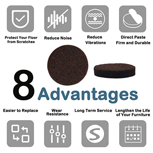 uxcell 40pcs Furniture Pads Round 1" Dia Self-stick Non-slip Anti-scratch Felt Pads Floors Protector Dark Brown - size: 25 x 5mm
