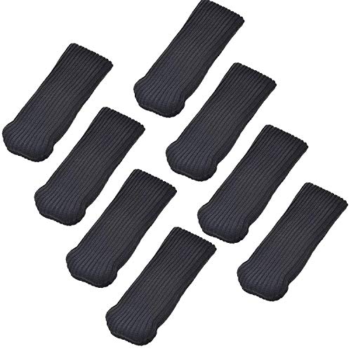 Knitted Furniture Leg Socks, 8 Pcs Chair Leg Floor Protectors Chair Leg Floor Protectors (Black, 8 Pcs) - color: Black
