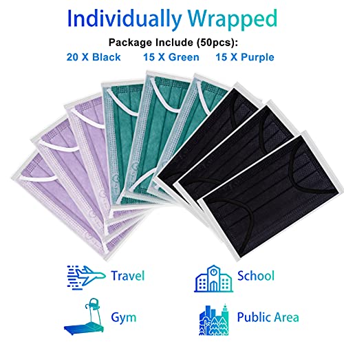 Disposable Face Mask 4-Ply for Adult, Soft Face Masks, Breathable Safety Mask… - color: Multicolor1