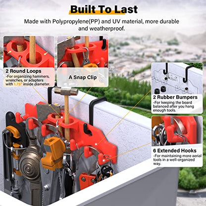 Lineman Tool Board, Bucket Truck Hook Organizer, Line Work Buckets Accessories,Tool Organizer for Bucket Trucks and Lineman, Including Two 3” Aerial Bucket Hooks and Two 2” Aerial Bucket Hooks.