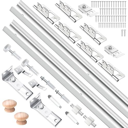 48IN Bi-fold Door Track Kit, 2Kit White Bi-fold Door Hardware Closet Door Track Repair Tool Kit Included Full Accessories - size: 48IN - 2Kit