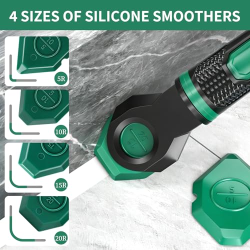 6 in 1 Caulk Remover Tool with Dual-End Multi-Function Handle – Includes Grout Removal Tool for Bathroom, Kitchen, Tile, Shower, Sink & Window Sealing and Cleaning - color: Green