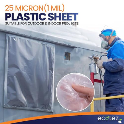 1 Pack 12 x 9 ft Extra Large Plastic Drop Cloth for Painting - Light & Durable Tarp Cover for Furniture - Plastic Clear Tarp Waterproof - Paint Floor Covering - Painters Drop Cloth Sheeting - size: 1 Sheet