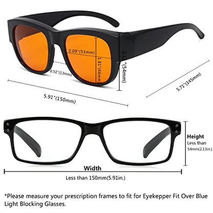 Eyekepper Mens Fit Over Blue Light Blocking Glasses Computer Gaming Eyeglasses for Women - color: 1802-black-100% Blue Light Blocking