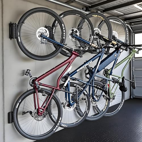 4 Pack Swivel Bike Wall Mount, Bike Hangers for Garage, Space-Saving Vertical Bike Rack, Sturdy Bike Storage Rack Holds Up to 66lbs, Easy to Install.