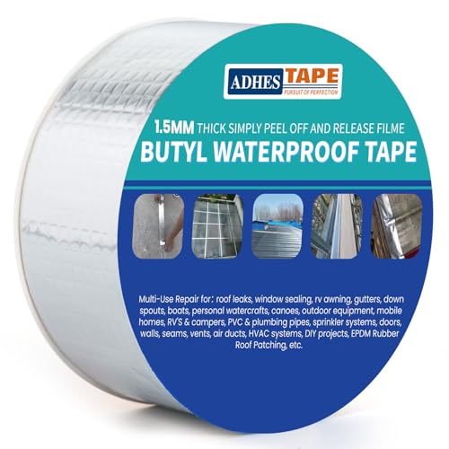 ADHES Extra Thick Butyl Tape 2 Inch x 16 Feet x 1.5mm – 50% Thicker for Superior Waterproof Sealing – Weatherproof Butyl Sealant Tape for RV Repairs, Roof Leaks, Window Seals, Pipe Seals, and More - size: 2 Inch