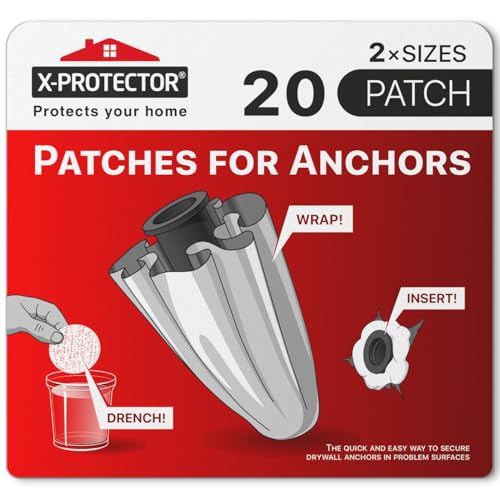 X-Protector Patches for Anchors - 20 PCS Set of 2 Sizes - Loose Wall Anchor Fix Pad - Dry Wall Anchor Repair Pads - Plaster Wall Anchors - Wall Anchors Repair Patches to Keep Them in Place! - size: 10 PCS Big + 10 PCS Standard Sizes