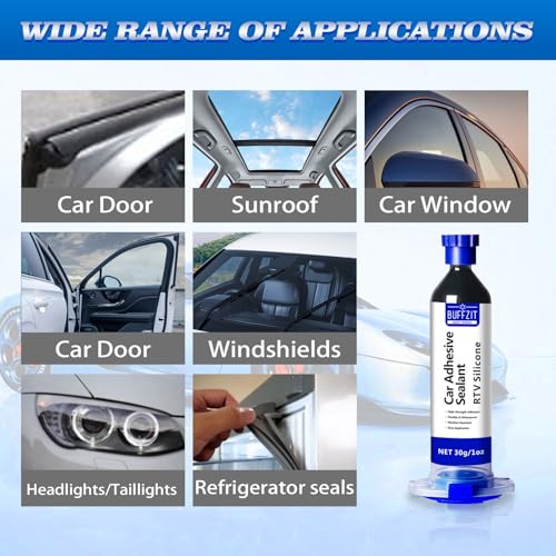 RTV Silicone Adhesive Sealant – 100% Silicone Waterproof Caulk, Strong Bond, Shrink & Crack Proof – Automotive Gaskets, Engine, Sunroof, Headlights, Windows & Home Repairs (Black, 30g/1oz) - color: Black
