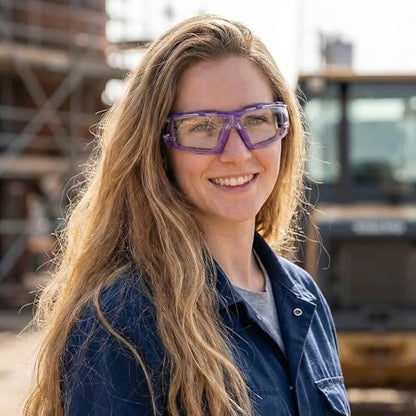 UKNOW Safety Glasses - Anti Fog Wraparound Lenses - Removable Foam Gasket - ANSI Z87.1 Protective Eyewear - Impact Resistant - color: Purple