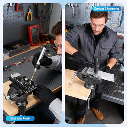 Bench Vise 2.5 inch Table Clamp On Vise,360° Swivel Base Heavy Duty Home Vice Bench Vise For Workbench Clamp Vise for Woodworking,Metalworking, Cutting Conduit, Drilling, Sawing - size: 2 1/2 inch