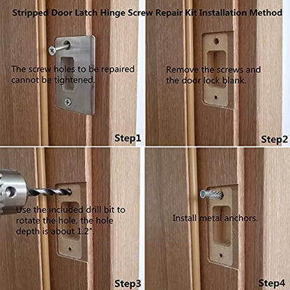 Screw Door Security Hardware Repair Kit - Jamb Reinforcement & Stripped Hinge Repair (Silver) - color: Silver