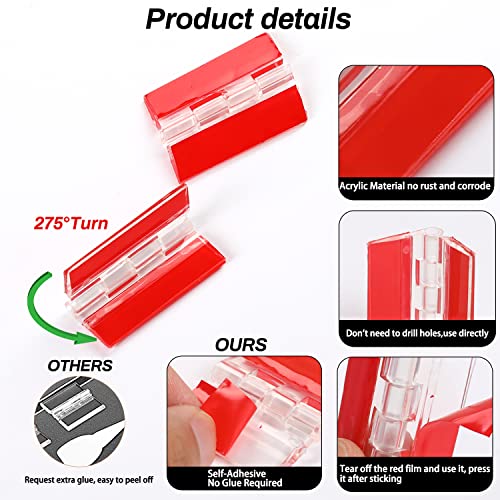 12 Pcs Acrylic Self Adhesive Small Transparent Continuous Hinge Tools for Cabinet Drawer Furniture DIY Display Stand 45x35 mm - size: 45 X 35 Mm