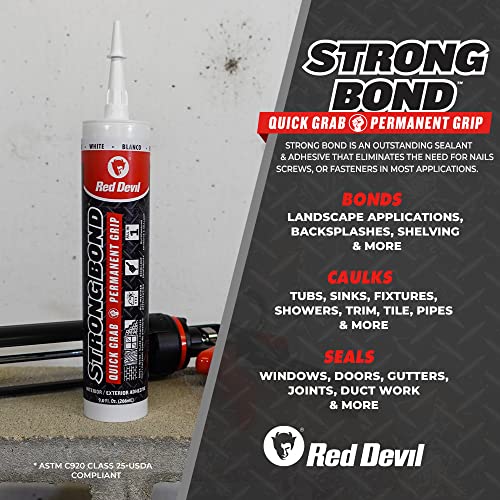 Red Devil 0956 Strong Bond Hybrid Polymer Construction Adhesive and Sealant, 9 Oz., White, 1 Pack - style: 1 Pack