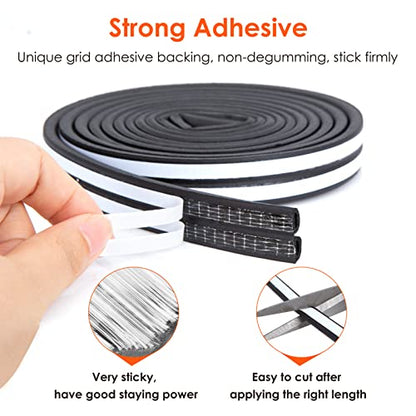 33 Feet Long Weather Stripping Seal Strip for Doors/Windows, Self-Adhesive Backing Seals Large Gap Seal Strip by YOUSHARES (33 Ft/10m, Black) - color: 10m/33ft Black