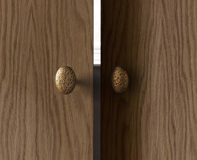 Goo-Ki 6 Pack Zinc Alloy Drawer Knobs-Big Oval Antique Brass Cabinet Knob - color: Antique Brass