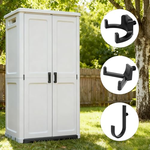 9 Pcs ABS Storage Shed Tool Hooks, J, U and V Shape Items Hangers, Storage Shed Shelves Tool Organizing Accessories for Ladders, Bulk Items