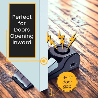 Door Stop Alarm with 120 dB Siren – Portable Travel Door Stopper Alarm Wedge for Hotel, Apartment & Dorm Security – Battery-Operated, Black, 3-Pack - size: 3 Pack