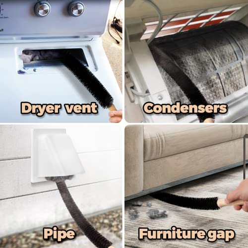 Holikme Dryer Vent Cleaner Kit 2 Pack - Household Cleaning Supplies,Long Flexible Refrigerator Coil Brush Radiator Brush,Dryer Lint Brush Home Essentials for Lint Trap Dust Vacuum Brush - size: Long 2pack