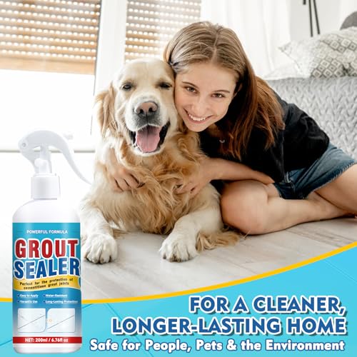 Grout Sealer, Waterproof Grout Sealer for Shower Tile, Clear Grout and Tile Sealer Spray, Long Lasting Shower Sealant for Floor, Bathroom, Stone, Marble, Indoor and Outdoor (200ml)
