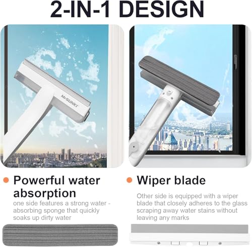 Squeegee Window Cleaner 2 in 1 Window Cleaning Tool Kit with Sewage Recycling Function, Window Washing Equipment for Indoor/Outdoor Window and Car Glass