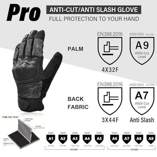 Level 5 Needle Resistant Gloves, Needle Puncture, Cut Resistant ANSI A9 Anti-Cut Anti-Slash, Touchscreen (M, One Pair) - size: Medium
