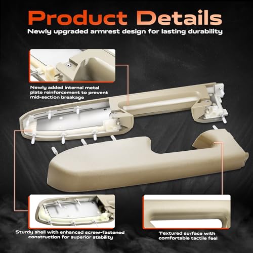 22818467 Door Panel Armrest, Front Left Driver Side Arm Rest Compatible with 2010-2014 Chevy Silverado & GMC Sierra 1500 2500HD 3500HD, Designed for Door Panel with Release Handle Below Armrest, Tan - color: 22818467 Tan Driver Side Armrest