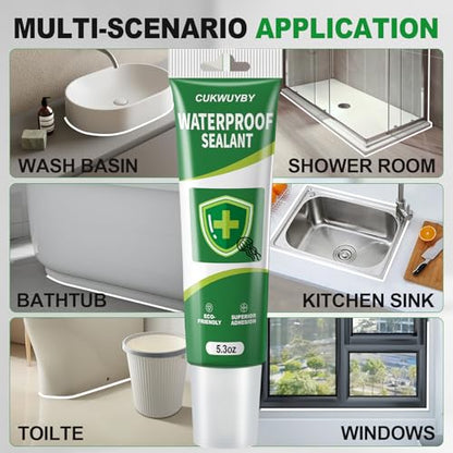 15.6 Oz Silicone Caulk (3 Pack 5.2 Oz) Squeeze Tube Waterproof Silicone Sealant for Kitchen Bathroom Stronger Adhesion White Caulk for Window Toilet Sink Caulking Sealant with Tape and Scraper - size: 15.6 OZ