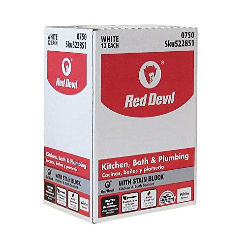 Red Devil 0750 Kitchen & Bath Stain Block Sealant, 12-Pack, White, 12 Pack - color: White, size: 12 Pack, style: 10.1 oz.