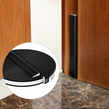 QDiShi 196" Wedge-Shape Weather Stripping Door Seal Weatherproof Foam Seals Self Adhesive Insulation Anti-Collision Strip Soundproofing Frame Insulation Tape Fits 0.13-0.31" Gaps(Black) - color: Black