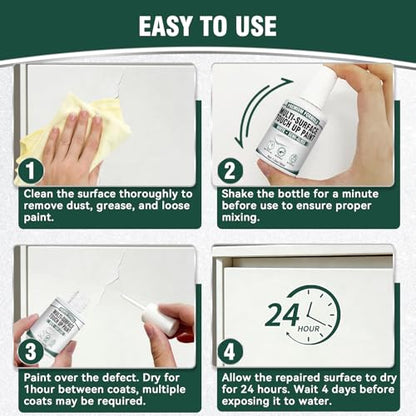 White Touch Up Paint, White Paint for Walls, Doors, Cabinets & Furniture, High Adhesion, Low Odor, Semi-Gloss Finish, 30ML