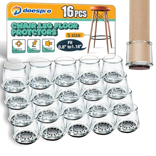 16 Pcs Silicone Chair Leg Floor Protectors for Hardwood Floors Felt Furniture Pads Rubber Chair Leg Caps Silicone Cover Reduce Noise Anti Scratch-Clear Round Fit (0.8 to 1.18") - color: 04-clear-16pcs, size: S(Fit0.8"-1.18")Round