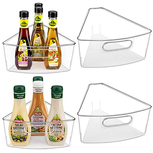 JEISSLIA Lazy Susan Cabinet Organizer Bins for 26"/ 28"/ 32" Diameter Corner Organizer, Plastic Cabinet Storage Bin, 1/8 Wedge - Food Safe, BPA Free, with Non-Slip Pads (for 26" Diameter, 4 Pack) - size: For 26" Lazy Susan- 4 Pack