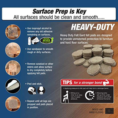Shepherd Hardware 9928 3-Inch Heavy Duty Self-Adhesive Felt Furniture Pads, 4-Pack, Beige - size: 3-Inch