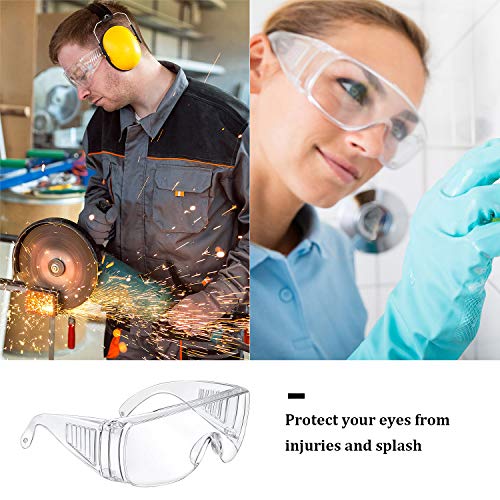 Frienda 6 Pairs Clear Safety Glasses Over Eyeglasses Goggles Clear Glasses Anti- Fog/Scratch Eye Protection Polycarbonate Protective Eyewear Safety Goggles For Shooting, Lab, Outdoor, Workplaces