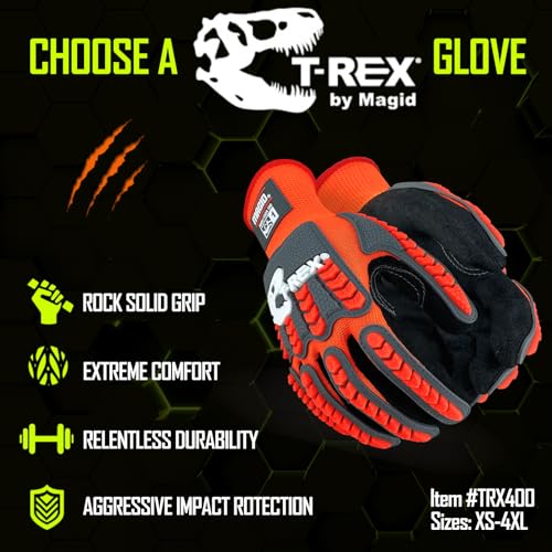 MAGID T-REX Flex Series Sandy Nitrile Coated Knit Impact Gloves, 2 Pairs, 8/Medium, TRX400 - size: 8/M, style: 2 Pairs
