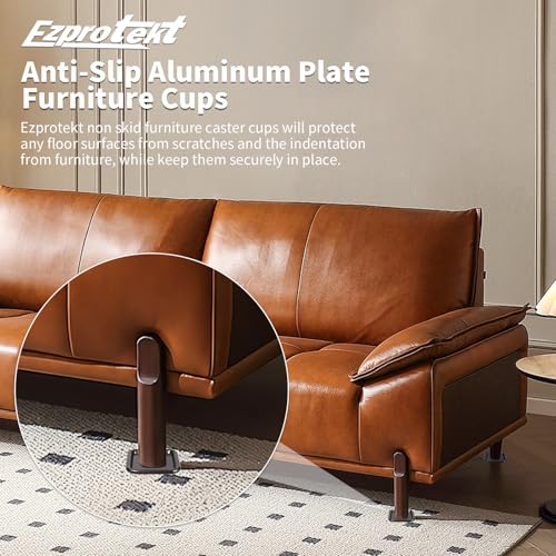 Ezprotekt 1 3/4" Non Slip Furniture Pads, 16 Pcs Anti Slip Furniture Caster Cups, Furniture Coasters for Hardwood Floors, Furniture Stoppers to Prevent Sliding - Prevent Floors Scratches, Brown/Black - size: 1-3/4 inch