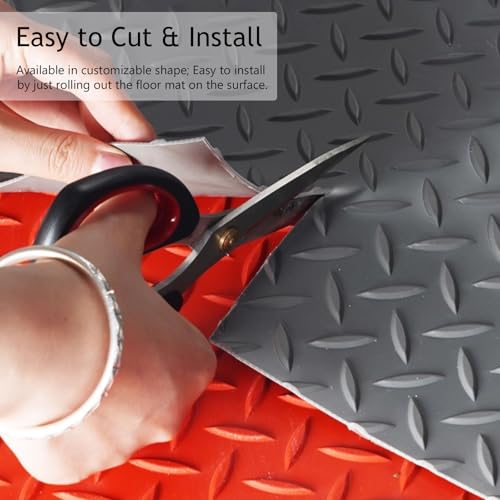 Heavy Duty Floor Mat Rolls, Industrial Non-Slip PVC Workbench Mat for Garage Warehouse Gym Factory, Easy to Cut Flooring Mat, Under Car Parking Mats(3ft x 3ft/0.91m x 0.91m, Black) - size: 3ft x 3ft/0.91m x 0.91m
