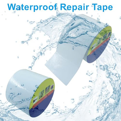 Waterproof Repair Tape, UV-Proof Multi-Surface Instant Seal Patch Repair for RV Awning, Boat Cover, Tent, Tarp & Canvas (3 Inch x 24.6FT, White) - color: White